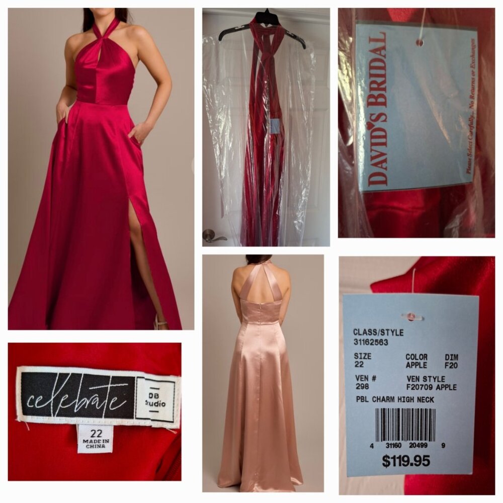 David's Bridal DB Studio Collection Red Gown